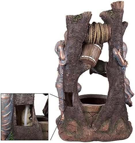 Boy and Girl Outdoor Water Fountain with LED Lights and Soothing Sounds