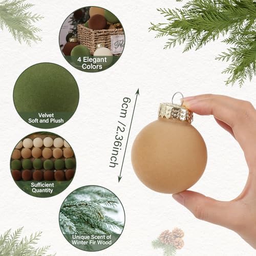 24PCS Scented Velvet Christmas Balls for Winter Decor