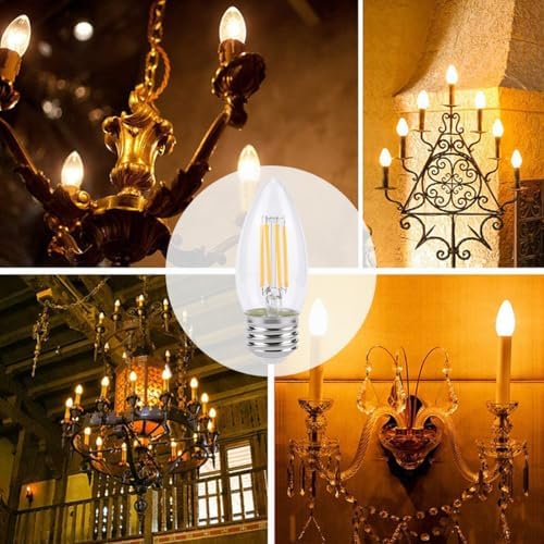 KINUR E26 LED Candelabra Light Bulbs 4W 10Pack Warm White