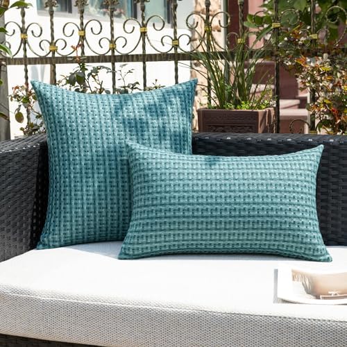 Kevin Textile Waterproof Throw Pillow Covers Pack of 2 Teal