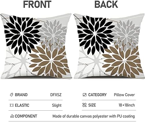 DFXSZ Geometric Pillow Covers Set of 2 Waterproof Black Brown 20x20 Inch