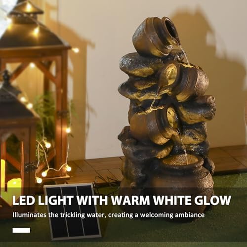 Outsunny 283 Inch Solar Powered Water Fountain with LED Lights