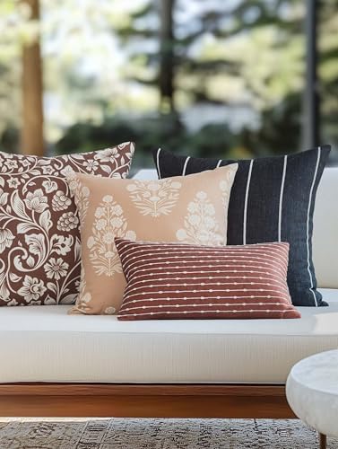 Crumbs Home Modern Farmhouse Fall Linen Throw Pillow Cover 20x20