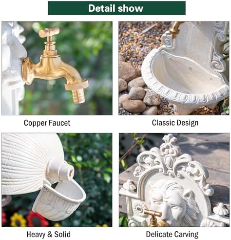 Sungmor Wall Mounted Garden Sink with Lion Head Faucet