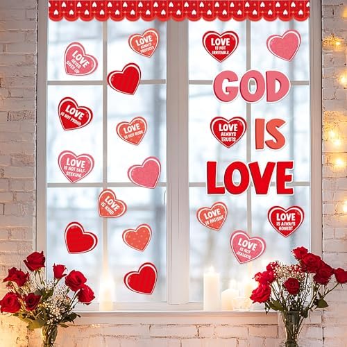 88Pcs Valentine Bible Verses Heart Bulletin Board Set