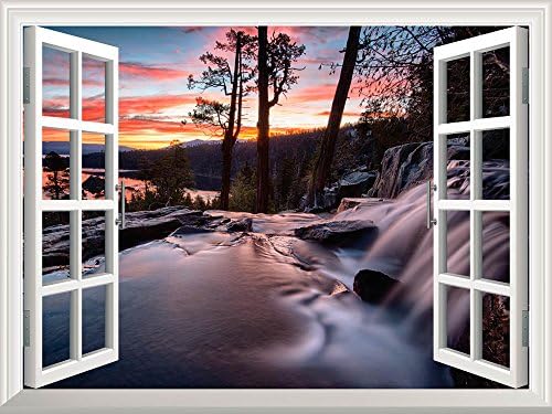 Wall26 Removable Wall Sticker - Water Falling into Lake Tahoe