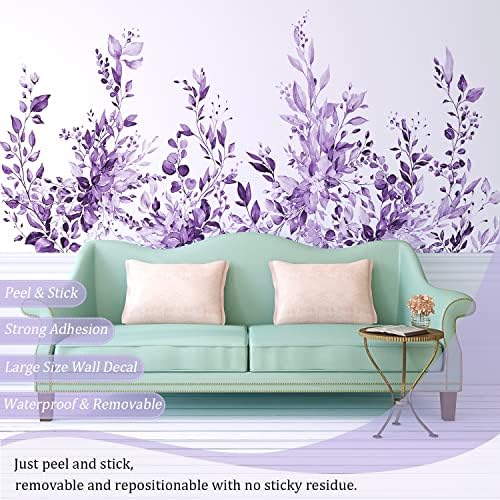 Purple Plants Leaves Wall Decals Peel and Stick