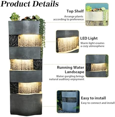 405H Freestanding Garden Water Fountain with LED Lights