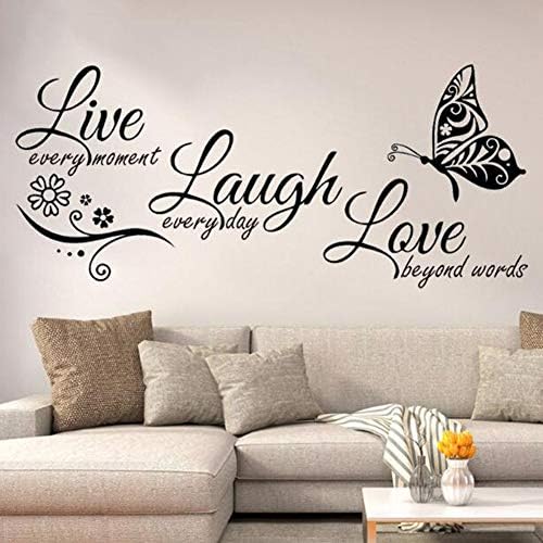 Live Every Moment Laugh Every Day Love Silent Wall Stickers Black 354x236