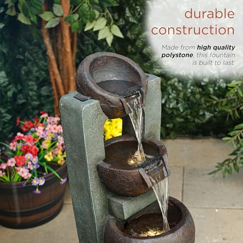 Alpine TZL400 34 Inch 3 Tier Fountain with LED Lights
