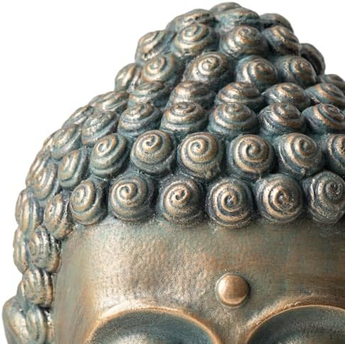 Glitzhome 16 H Faux Bronze Buddha Head Garden Statue