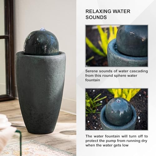 XBrand 2598 W Round Stone Water Feature with LED Lights