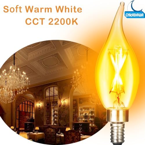 CHKADAWA E12 Dimmable Amber LED Chandelier Bulbs 12 Pack