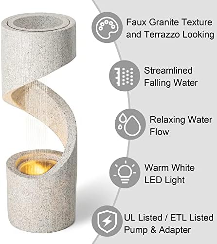 Glitzhome Tiered Outdoor Water Fountain with LED Light