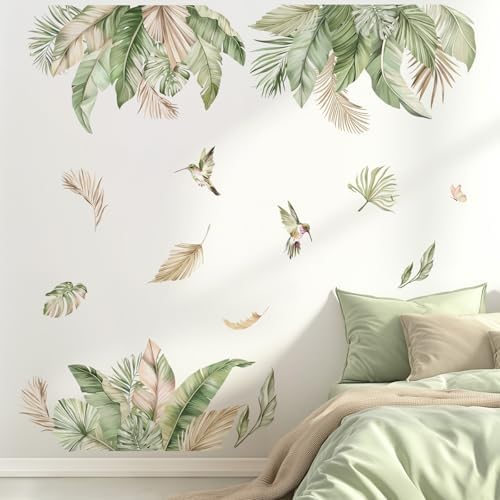 Decalmile Boho Tropical Leaf Wall Decals