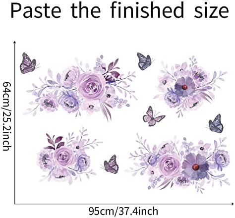 ROFARSO Purple Peony Wall Sticker Decal