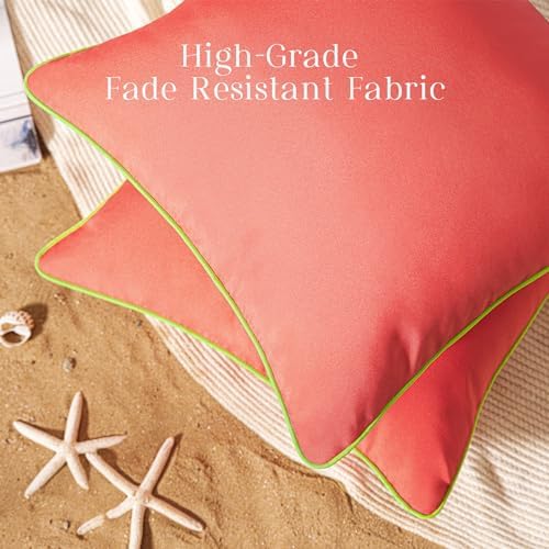 Phantoscope 2-Pack Waterproof Throw Pillow Covers with Contrast Piping