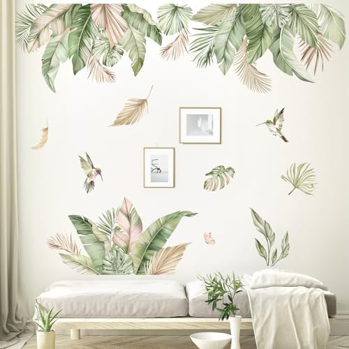 Decalmile Boho Tropical Leaf Wall Decals