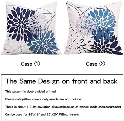 Pyonic 18x18 Inch Waterproof Pillow Covers Set of 2 Navy Blue Geometric Design