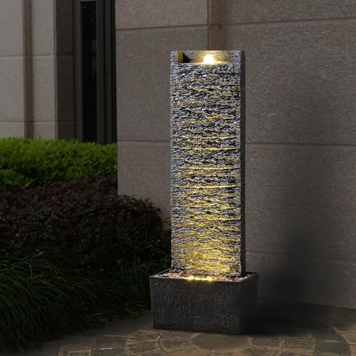 GOSSI Water Fountain Outdoor with LED Light 385 Inch