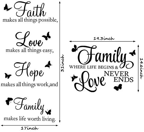 Outus 2 Sheets Family Vinyl Wall Decor Stickers Black