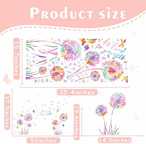 Colorful Dandelion Wall Decals with Butterflies and Dragonfly