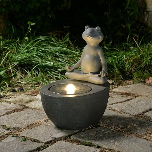 Meditating Frog Fountain with LED Lights