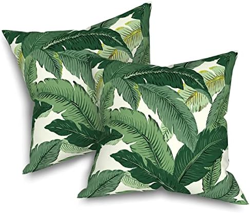 Melody Elephant Swaying Palms Green Throw Pillow Set of 2