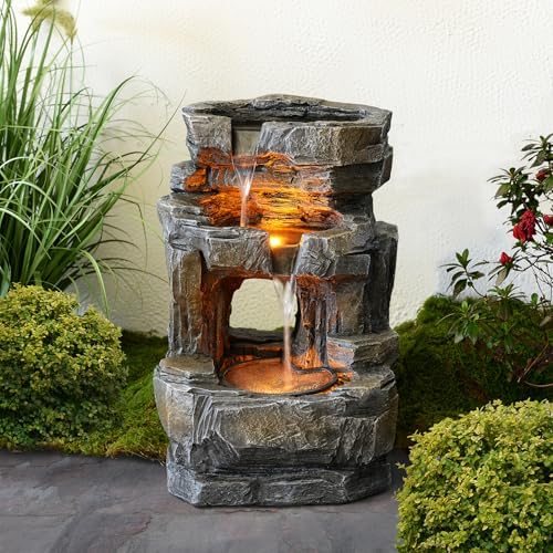 Kalona 3-Tier Outdoor Water Fountain with LED Lights