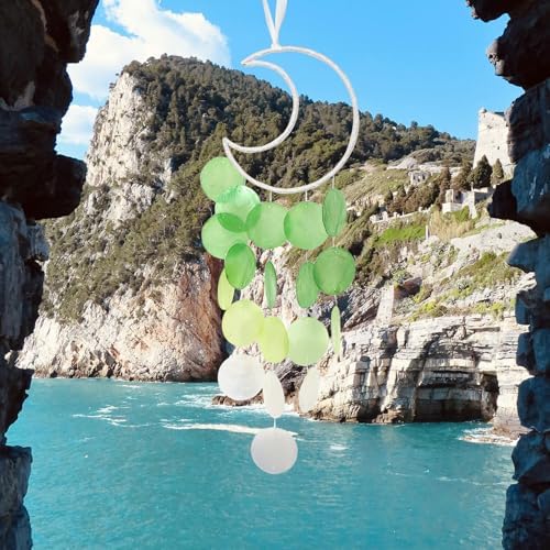 Pretty Jolly Capiz Moon Dream Catcher Wind Chimes Green