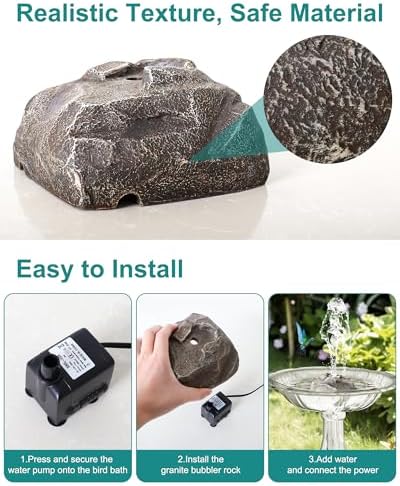 LuminiCam Bird Bath Fountain with Water Flow