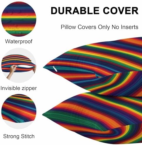 Litter Star Waterproof Pillow Covers 24x24 Inches 2 Pack Mexican Stripes Ethnic Style