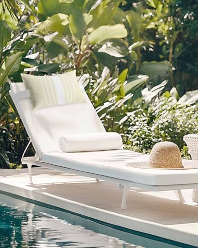 Adjustable Head Pillow for Chaise Lounge Waterproof Throw with Elastic Strap