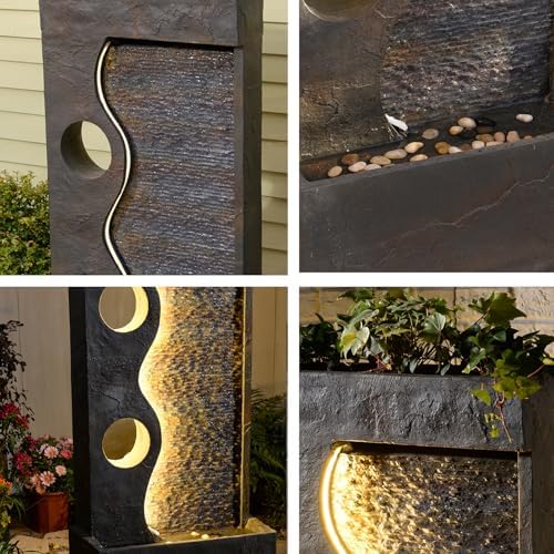 468 H Freestanding Water Fountain with LED Lights