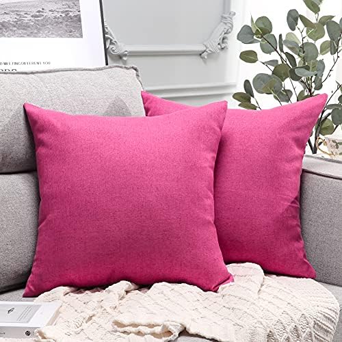 OTOSTAR 2 Pack Waterproof Outdoor Throw Pillow Covers Hot Pink