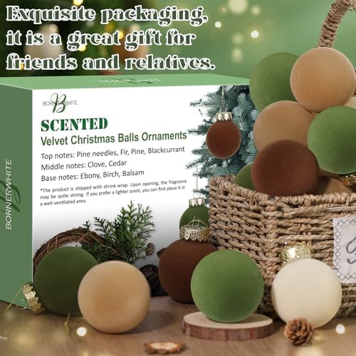 24PCS Scented Velvet Christmas Balls for Winter Decor
