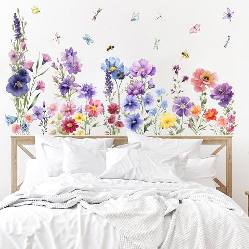9 Piece Flower Wall Decals for Spring Decor