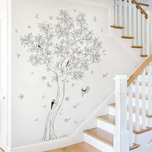 Large Sketch Tree Wall Decals Black Line Vinyl Art