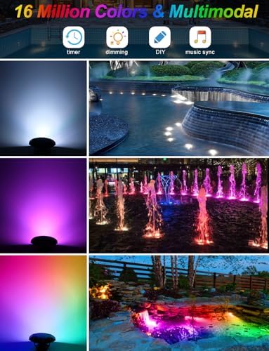 CREPOW RGB Pond Lights Set of 10 with Bluetooth Control