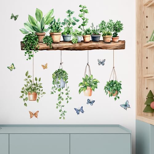 iMagitek 3D Potted Green Plant Wall Decals