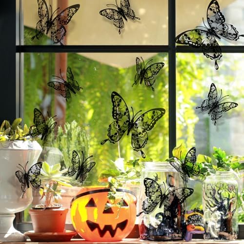 Halloween Wall Sticker Gothic Butterfly Skull Design