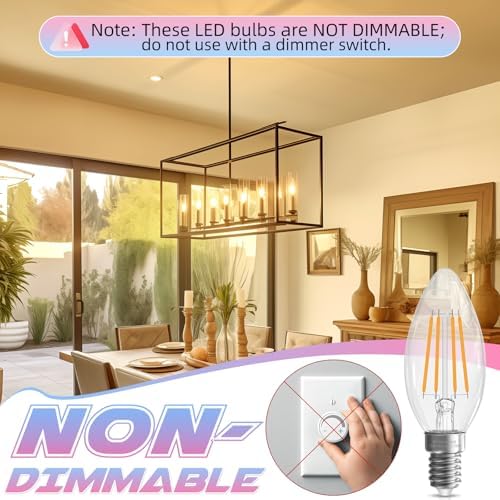GvvooHome 6W E12 Candelabra LED Bulbs 6 Pack