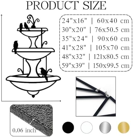 Metal Wall Art Fountain with Birdbath Outdoor Decor