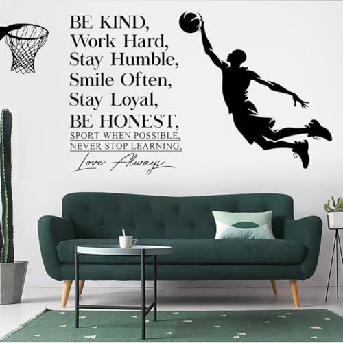 Basketball Player Motivational Wall Decals Peel and Stick Decor