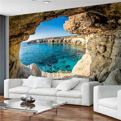 FLFK 3D Wall Murals Peel and Stick Sea Caves Landscape 1417x984