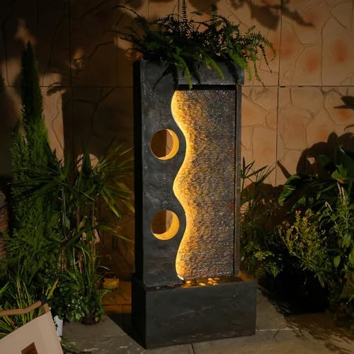 468 H Freestanding Water Fountain with LED Lights