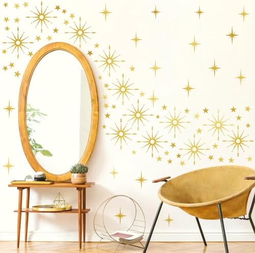 Gold Star Wall Decals for Bedroom Living Room Decor