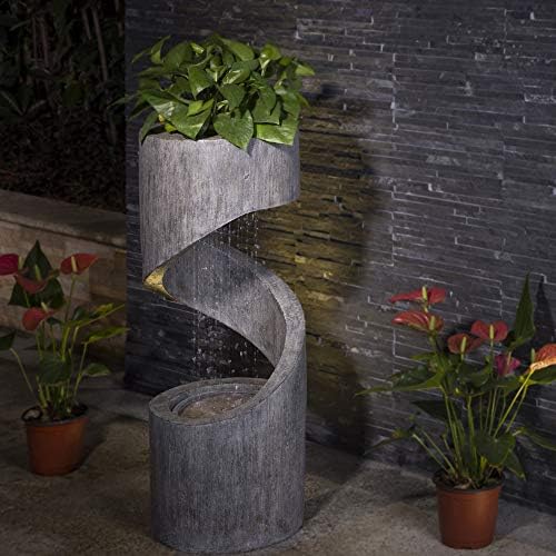 Glitzhome Tiered Outdoor Water Fountain with LED Light 1