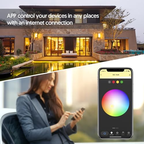 6 Pack E12 RGB Smart LED Candelabra Bulbs with Alexa Google Home Compatibility