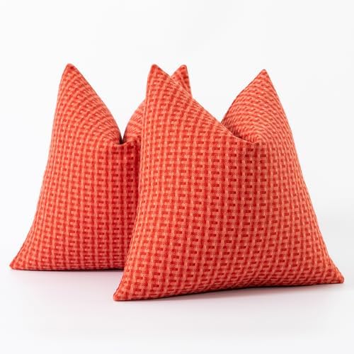 Kevin Textile Waterproof Throw Pillow Covers Pack of 2 Red 18x18 Inch